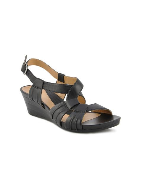 Clarks Women Prize Club Leather Black Wedges