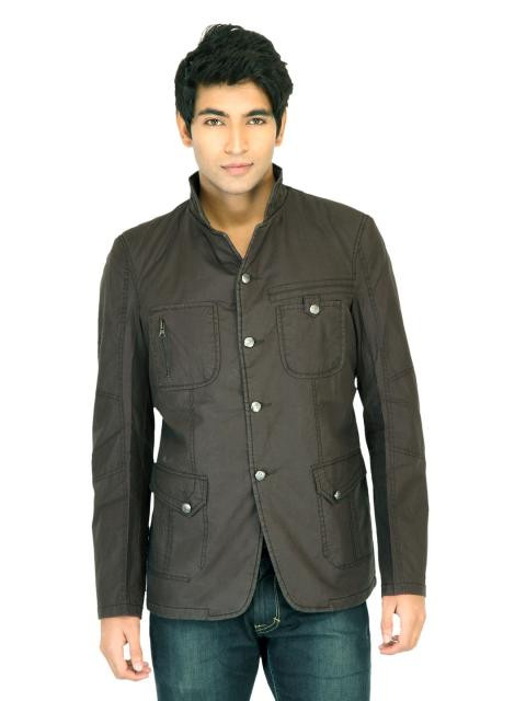 Turtle Solid Men Black Jacket