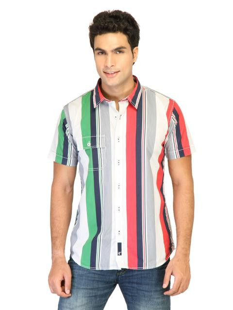 Probase Men Stripes Blue Shirts