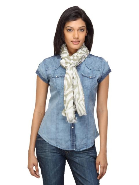 Femella Women Printed Off White Scarf