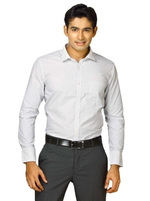 John Miller Men White Check Shirt