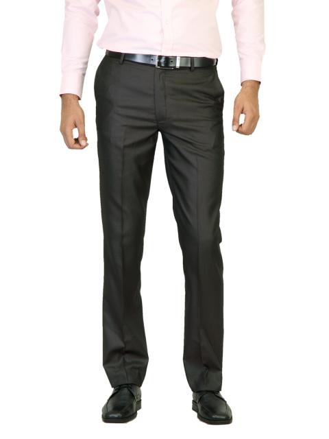 Belmonte Men Solid Black Woven Trousers