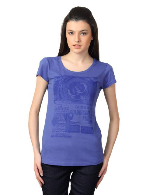 Tokyo Talkies Women Blue Printed T-shirt