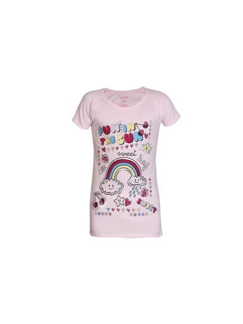 Kids Ville Girls Pink Printed Top