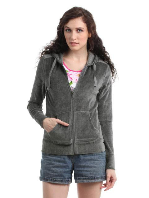 s.Oliver Women Grey Hooded Sweatshirt