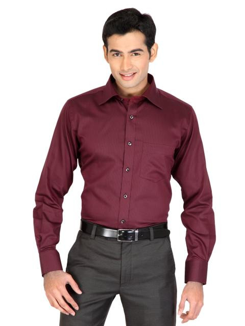 Genesis Men Stripes Maroon Shirts