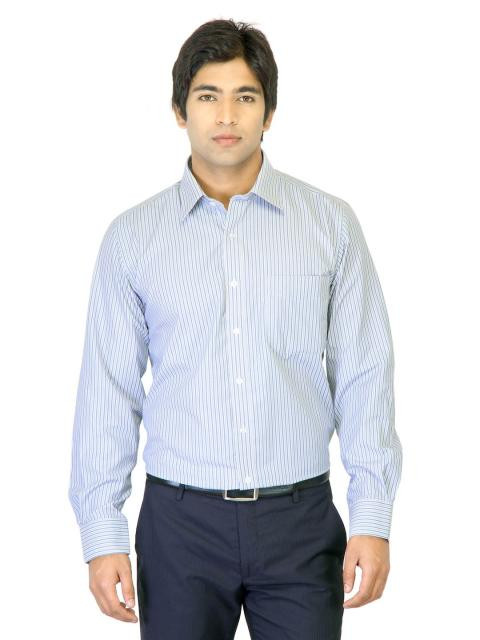 Mark Taylor Men Striped Blue Shirt