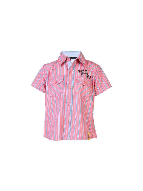 Gini and Jony Kids Boys Stripes Pink Shirts