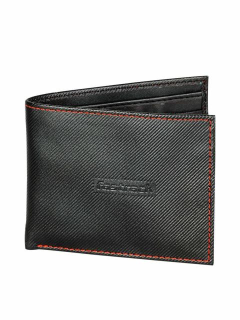 Fastrack Men Non Leather Red Colour Stiches Black Wallet