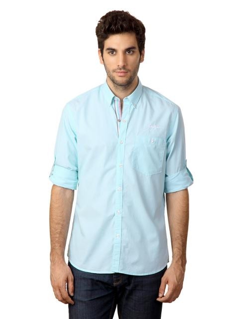 John Players Men Stripes Blue Shirt