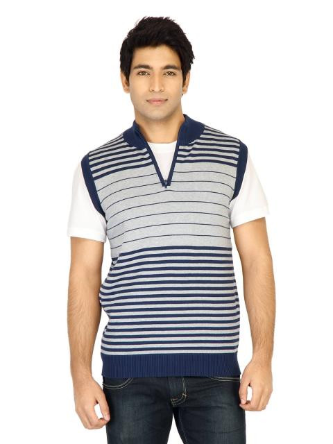 Turtle Stripes Men Grey Sweaters