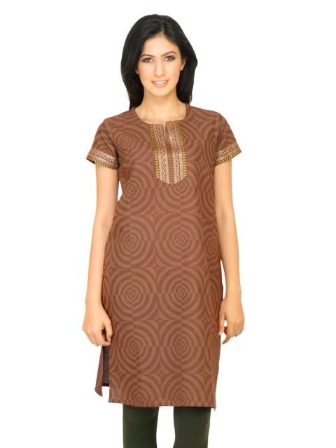 Vishudh Women Circle Print Brown Kurtas