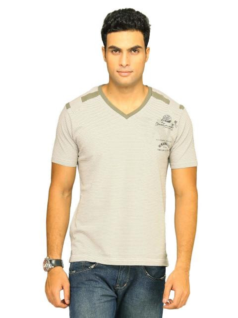 Wrangler Men's Champion Burnt Out Striper Off White Olive T-shirt