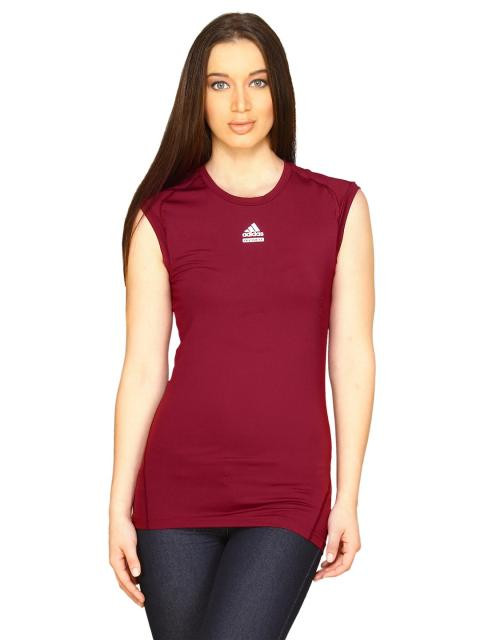 ADIDAS Women Maroon T-shirt