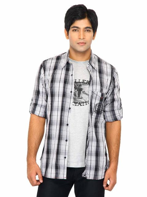 Scullers Men Check Black Shirts