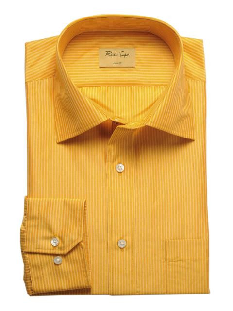 Reid & Taylor Men Stripes Orange Shirts