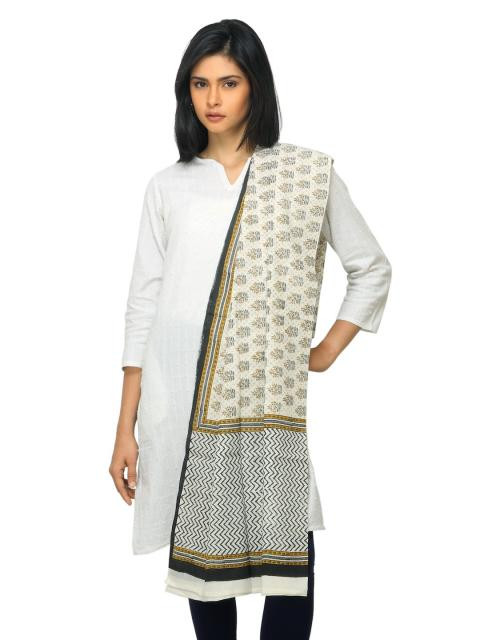 Fabindia Women Printed Off White Dupatta