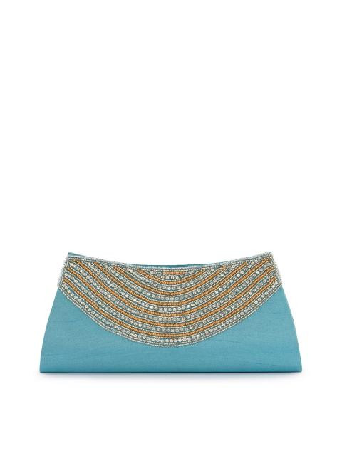 Spice Art Women Small Beads Blue Clutch