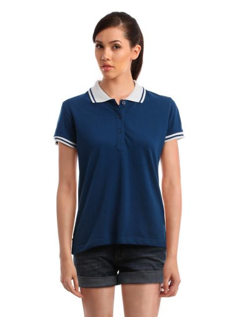 Femella Women Blue Polo T-Shirt