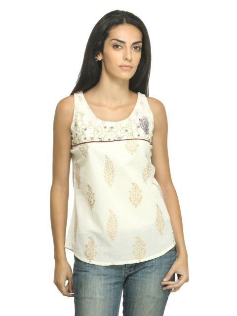 Mother Earth Women Printed Cream Top
