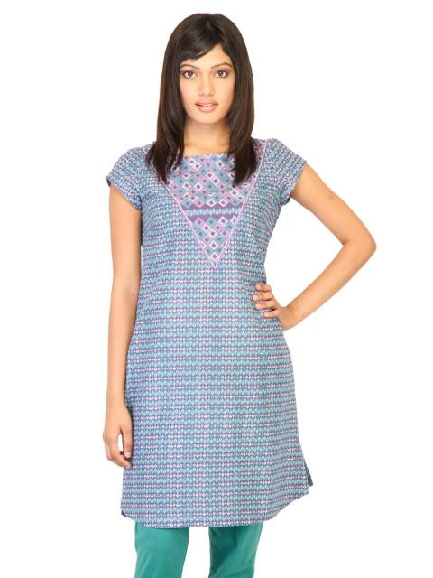 W Women Printed Purple Kurtas
