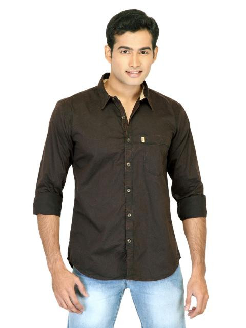 Basics Men Brown Slim Fit Shirt