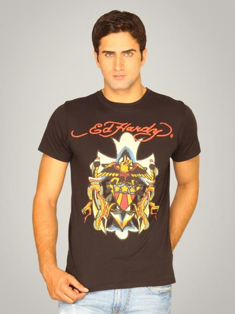 Ed Hardy Men's Eagle Shield Anchor Collage Black T-shirt
