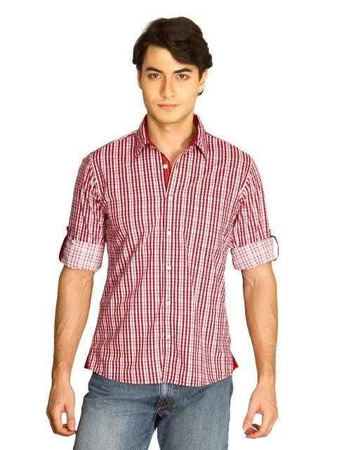 Indigo Nation Men Checks Red Shirts