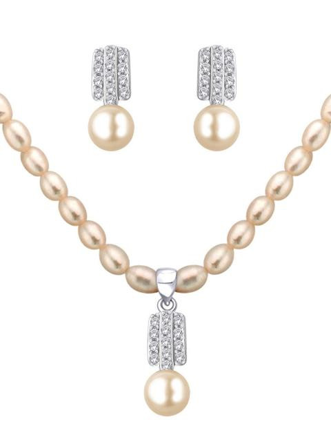 Miki Pearl Women Ivory Jewellery Set