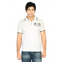 United Colors of Benetton Men Printed White  Polo Tshirts