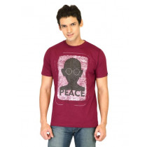 Probase Men Printed Maroon Tshirts