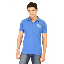 Flying Machine Men Solid Blue Polo Tshirts