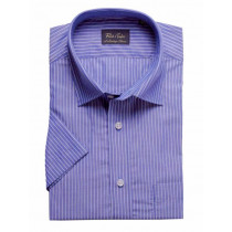 Reid & Taylor Men Stripes Blue Shirts
