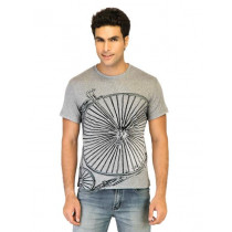 United Colors of Benetton Men Printed Grey Tshirts