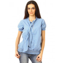 United Colors of Benetton Women Checks Blue Tops