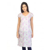 W Women Printed Lavender Kurta