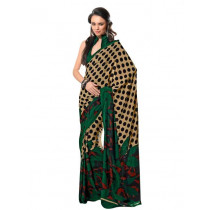 Prafful Beige & Black Crepe Sari