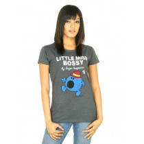 Little Miss Women Printed Dark Grey T-shirt