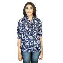 Scullers For Her Women Printed Navy Blue Shirt