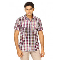 Scullers Men White Check Shirt