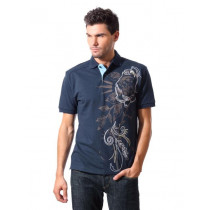 John Players Men Polo Navy Blue T-shirt