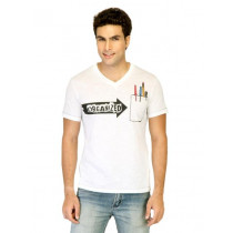 United Colors of Benetton Men Printed White Tshirts