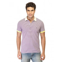 United Colors of Benetton Men Stripes Purple Polo T-shirts