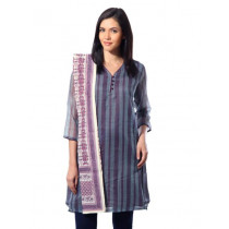 Fabindia Women Printed Purple Chanderi Stole