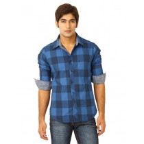 United Colors of Benetton Men Checks Blue Shirts