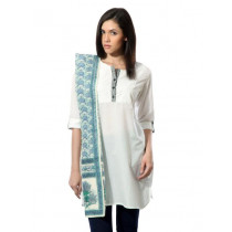 Fabindia Women Printed Blue Chanderi Stole