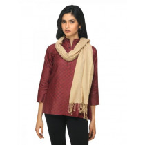 Fabindia Women Beige Noil Silk & Wool Stole