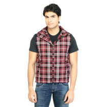 United Colors of Benetton Men Check Maroon Jacket