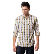 John Players Men White Check Shirt