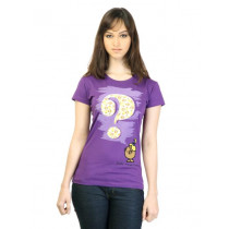 Little Miss Women Printed Purple T-shirt